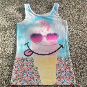 Justice White Pink Ice Cream Tank Top